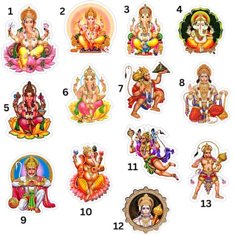 Hindu Gods Stickers Krishnarama Hanuman Durga Lakshmi Saraswati