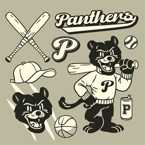 Set of Hand Drawn Panther Sport Mascot 24151730 Vector Art at Vecteezy