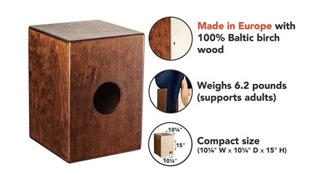 Meinl Cajon Box Drum With Internal Snares Made In Europe Baltic