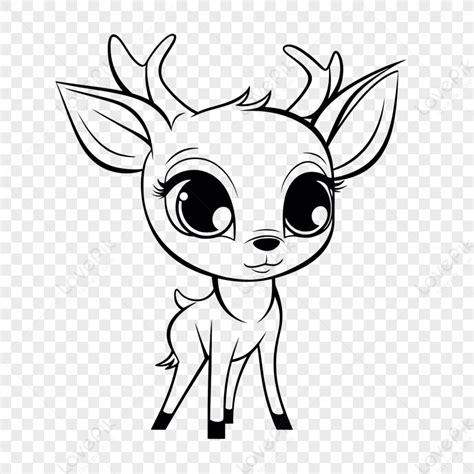 Cute Cartoon Baby Reindeer Coloring Page Outline Sketch Drawing Vector