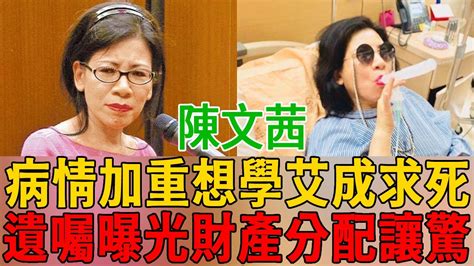 陳文茜患癌病情再加重！痛苦不堪想學艾成求死，64歲今遺囑曝光讓人震驚 陳文茜 艾成 茶娛飯後 Youtube