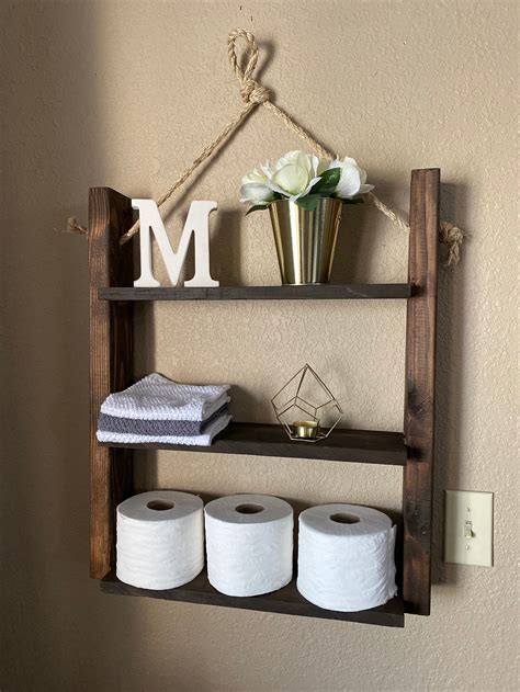 Rustic Hanging Ladder Shelf Etsy