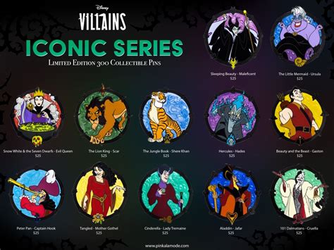 Disney Villains Iconic Pin Series At Pink A La Mode Disney Pins Blog