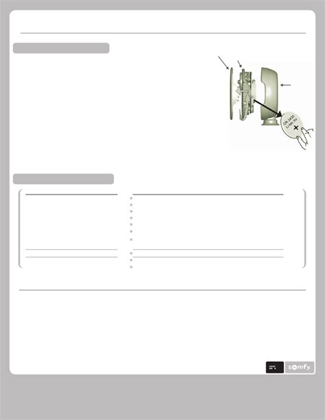 Replacing The Battery Troubleshooting Guide SOMFY SUNIS INDOOR