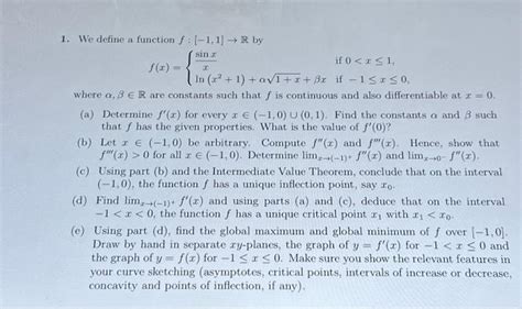 Solved 1 We Define A Function F 11 → R By Sin X If 0