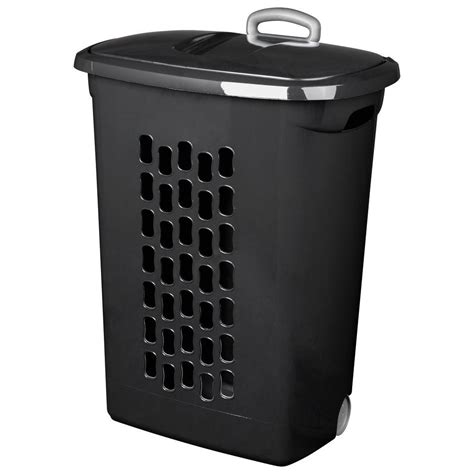 Sterilite Black Plastic Wheeled Laundry Basket 12229003 The Home Depot