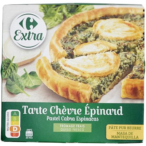 Tarte chèvre épinard CARREFOUR EXTRA la tarte de 350g à Prix Carrefour