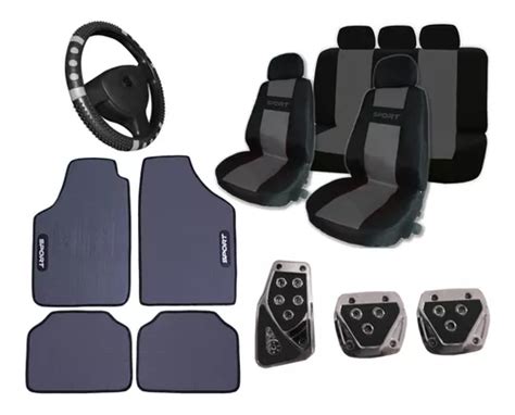 Kit Automotivo Capa Tecido Tapete Volante Pedaleira