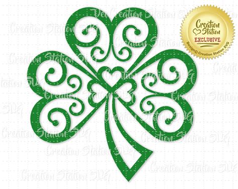 Svg Shamrock Filigree 3 Leaf Clover St Patricks Day Cut File For Htv