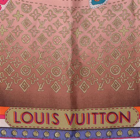 Louis Vuitton Silk Monogram Map Square Scarf