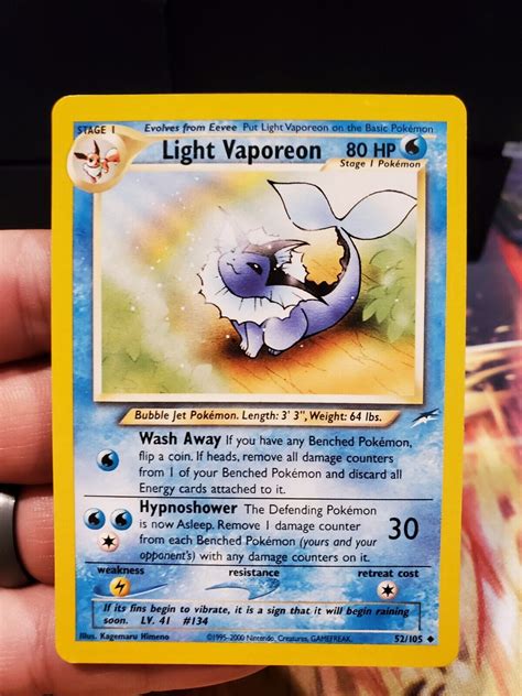 Pok Mon Tcg Light Vaporeon Neo Destiny Regular Unlimited Nm Values