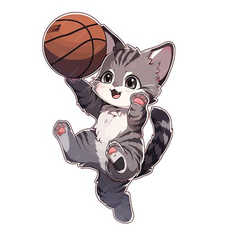 A cartoon cat playing basketball with a cat on it | Premium AI-generated vector