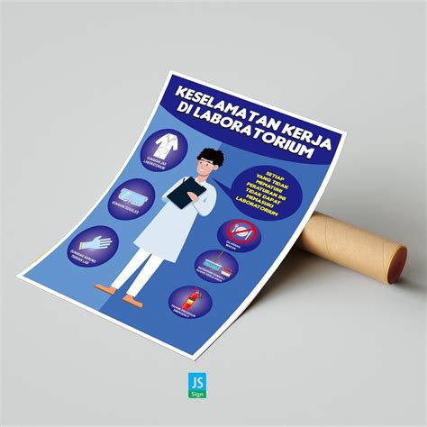 Jual POSTER SAFETY K3 KESELAMATAN KERJA DI LAB A2 GRATIS LOGO