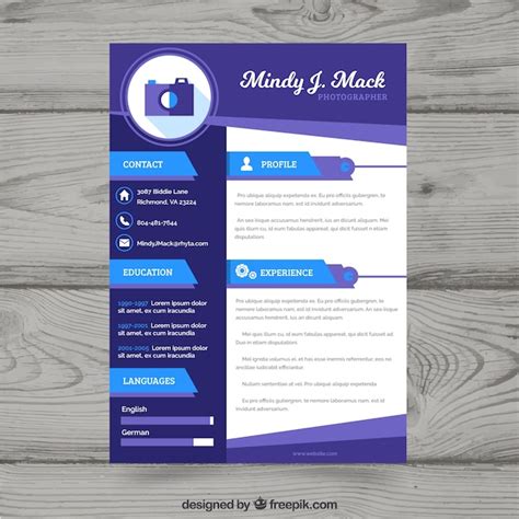 Modern Purple Cv Concept Free Vector