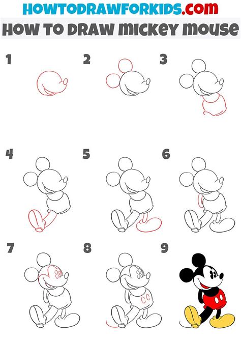 How To Draw Mickey Mouse Easy Disney Drawings Disney Drawing