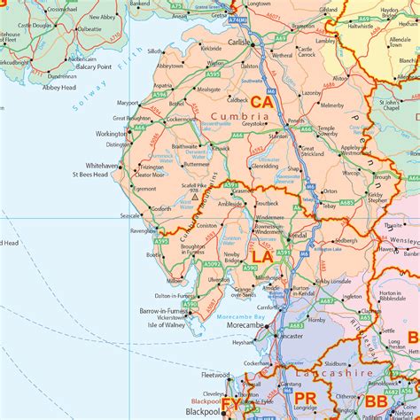 UK Political Postcode Areas Large Wall Map XYZ Maps