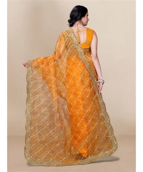 Yellow Soft Organza Saree With Blouse Piece Vairagee 3757604