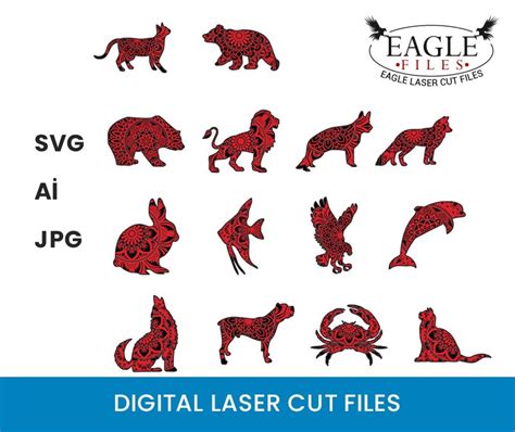 Laser Cut Files Multi Layeredpack Mixed Animals Set 3 Layers 14 File ...