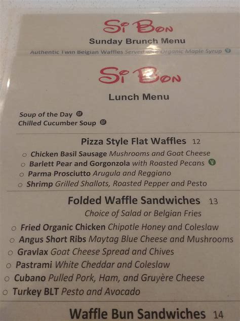 Menu At Si Bon Pub And Bar Rancho Mirage