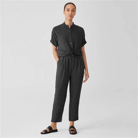 Puckered Organic Linen Tapered Pant EILEEN FISHER