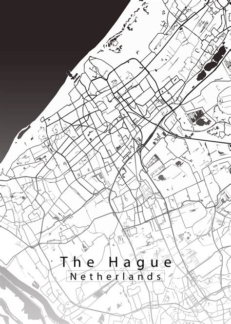 Map of The Hague Netherlands City Map white ǀ Maps of all cities and ...