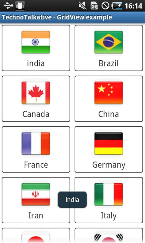 Android GridView Example TechnoTalkative