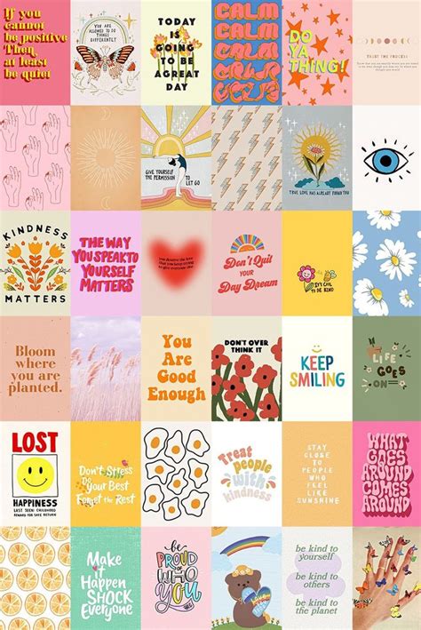 Positive Vibes Aesthetic Wall Collage Kit Digital Collage Etsy