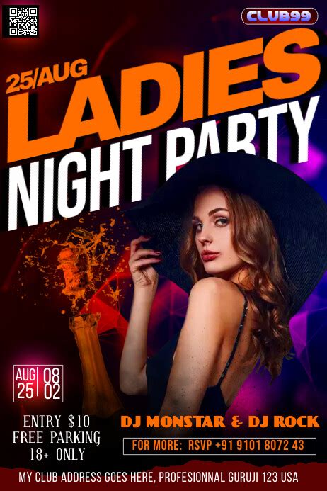 Black Maximalist Ladies Night Party Poster Template Postermywall