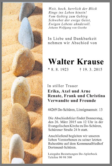 Traueranzeigen Von Walter Krause Trauer In Nrw De