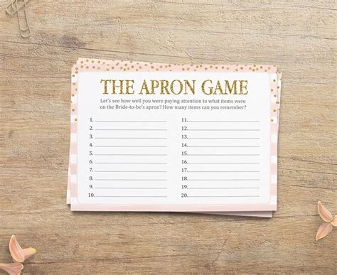 The Apron Game Kitchen Bridal Shower Games Memory Game Etsy