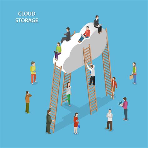 Concept Isom Trique De Stockage En Nuage Vecteur Premium