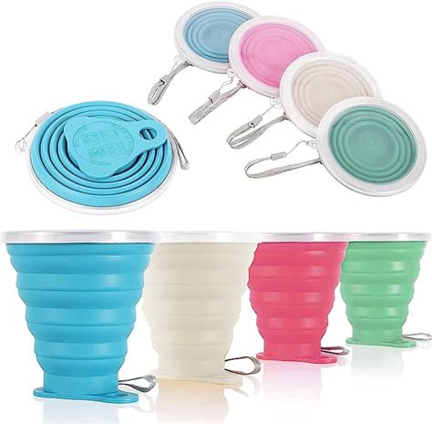 Ksvaye 4pcs Tasses Pliables En Silicone Pour Camping Voyage Tasse De