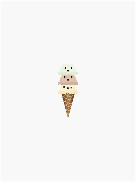 Kawaii Triple Scoop Ice Cream Sticker For Sale By Kiminokiwi Redbubble