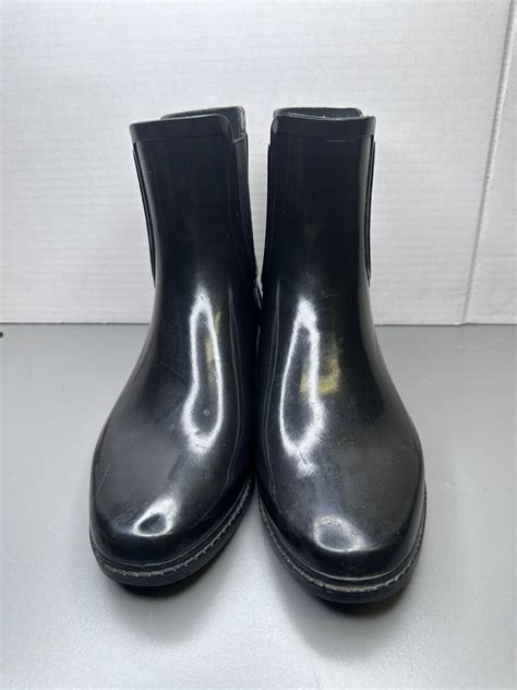 Dkny Marsha Black Rubber Chelsea Rain Boots Size 9 Us Gem