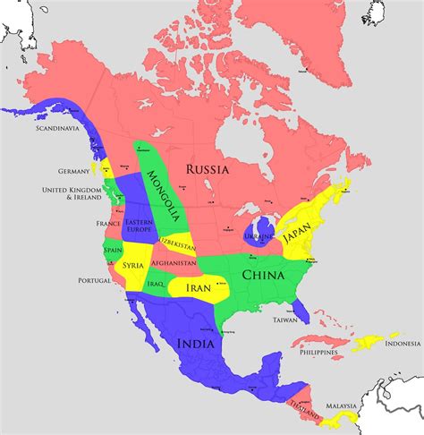 Where Europe and Asia would fit in North America, climate-wise - Vivid Maps