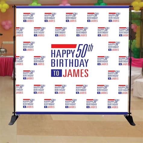 Happy Birthday Step And Repeat Backdrop Banner X With Hardware