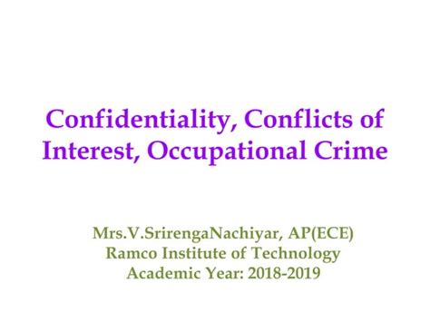 Confidentiality Conflicts Of Interest Occupational Crime Ppt