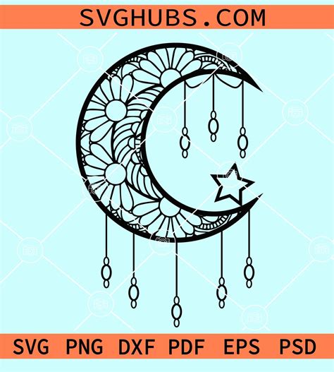 Dream Catcher Moon Mandala Svg Mandala Butterfly Dreamcatcher Svg