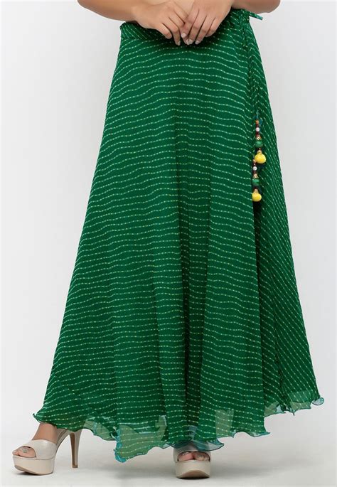 Faux Georgette Long Skirt In Teal Green This Readymade Piece With