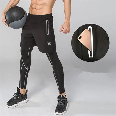 Buy 2pcs Men Running Tights Shorts Pants Sport