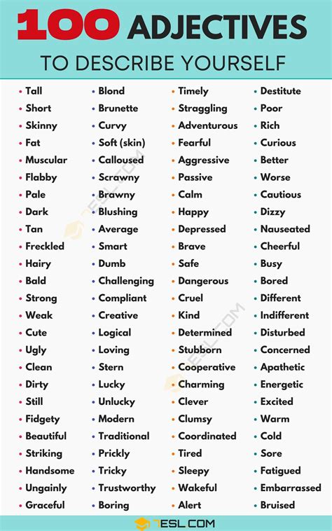 The Top 100 Adjective Words To Describe Yourself