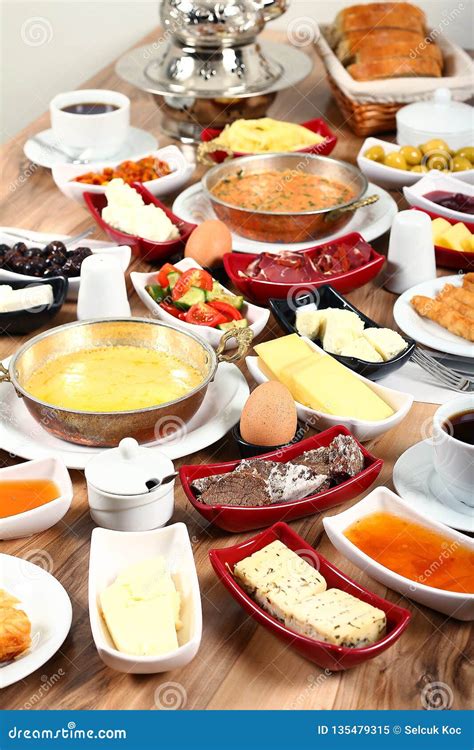 Delicious Traditional Turkish Breakfast On Wooden Table Stock Image