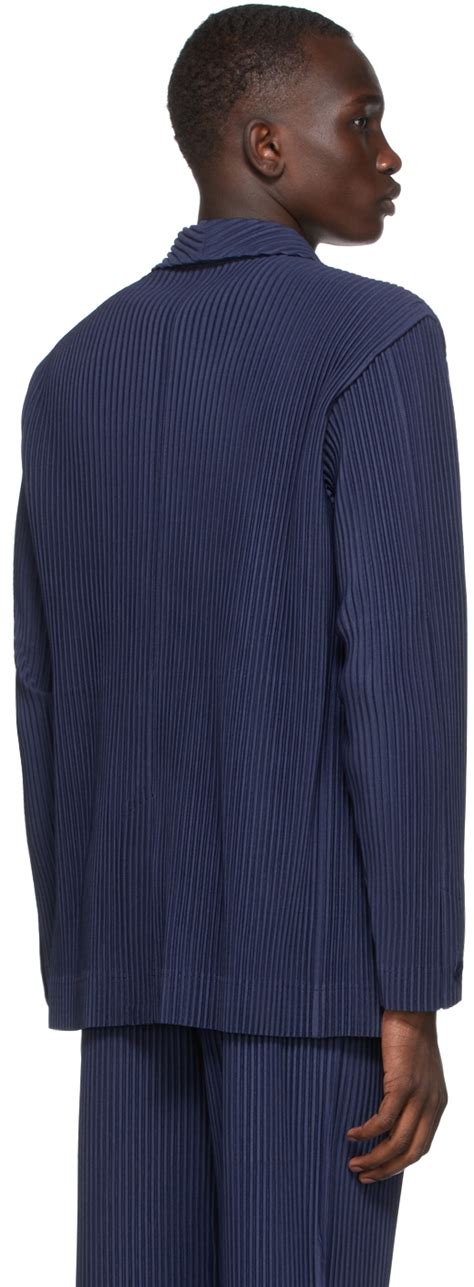 Homme Pliss Issey Miyake Blue Tailored Pleats Blazer Homme Plisse