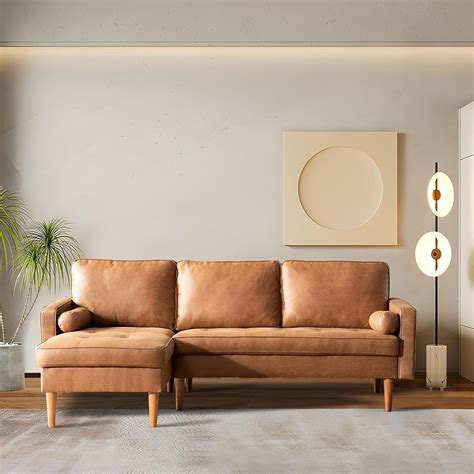 Bonded Leather Sectional Sofa, Light Brown - Walmart.com