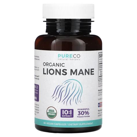 Pure Co Organic Lions Mane 60 Vegan Capsules