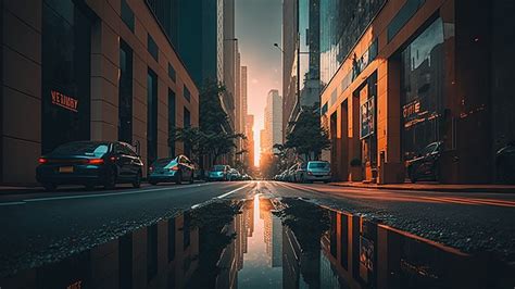 An Aerial View Of The City At Dusk Background Architecture High