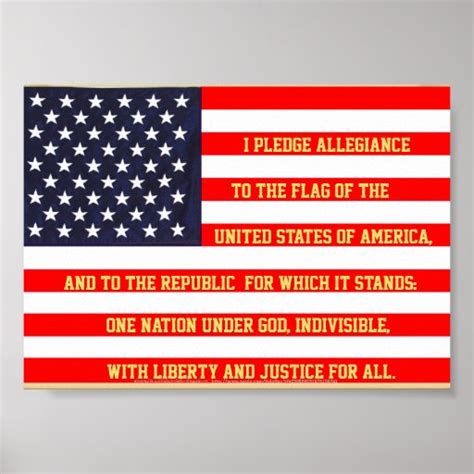 FLAG UNITED STATES WITH PLEDGE WORDS POSTER | Zazzle