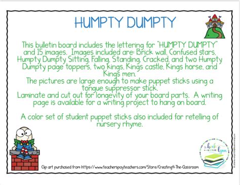 Humpty Dumpty Bulletin Board Book Units By Lynn