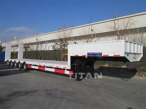 Multi Axle Low Flat Bed Trailer 40 100tons Payload Lowbed Semi Trailers