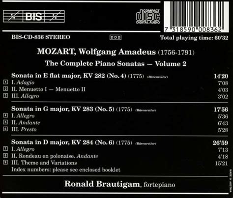 Mozart Complete Piano Sonatas Vol Ronald Brautigam Tyqmusic